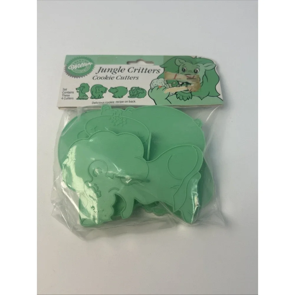 NEW Vintage Wilton Jungle Critters Cookie Cutters Set Of 4 1990 Lion Elephant